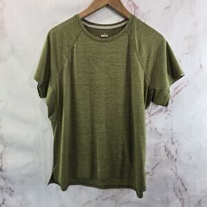 REI Co Op Shirt Womens XL Green Tech Short Sleeve Active Pursuits Hiking Stripe